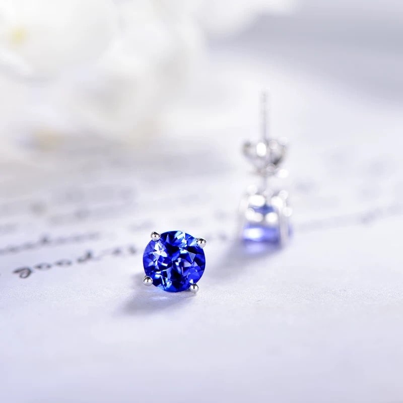 14k Gold 2.12 Ct Natural Tanzanite Earrings - 2