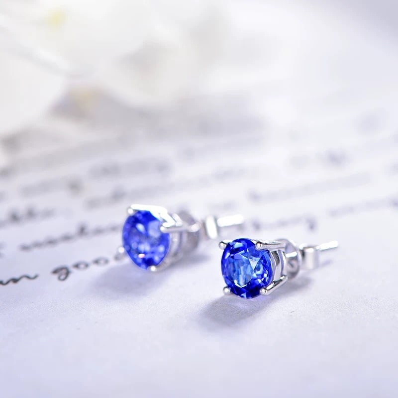 14k Gold 2.12 Ct Natural Tanzanite Earrings - 4
