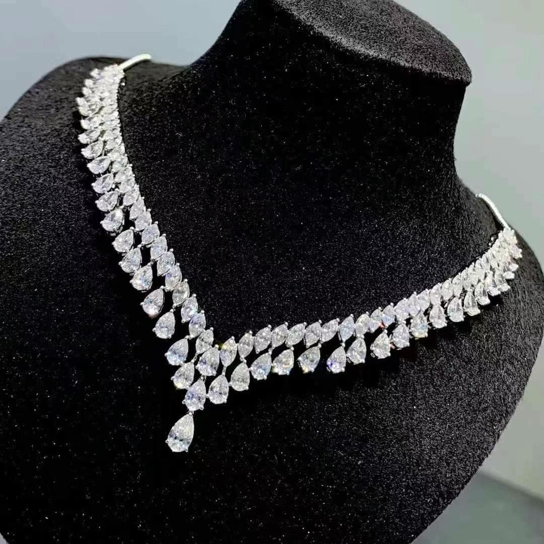 14k Gold 9.85 Ct Natural H Diamond Necklace - 2