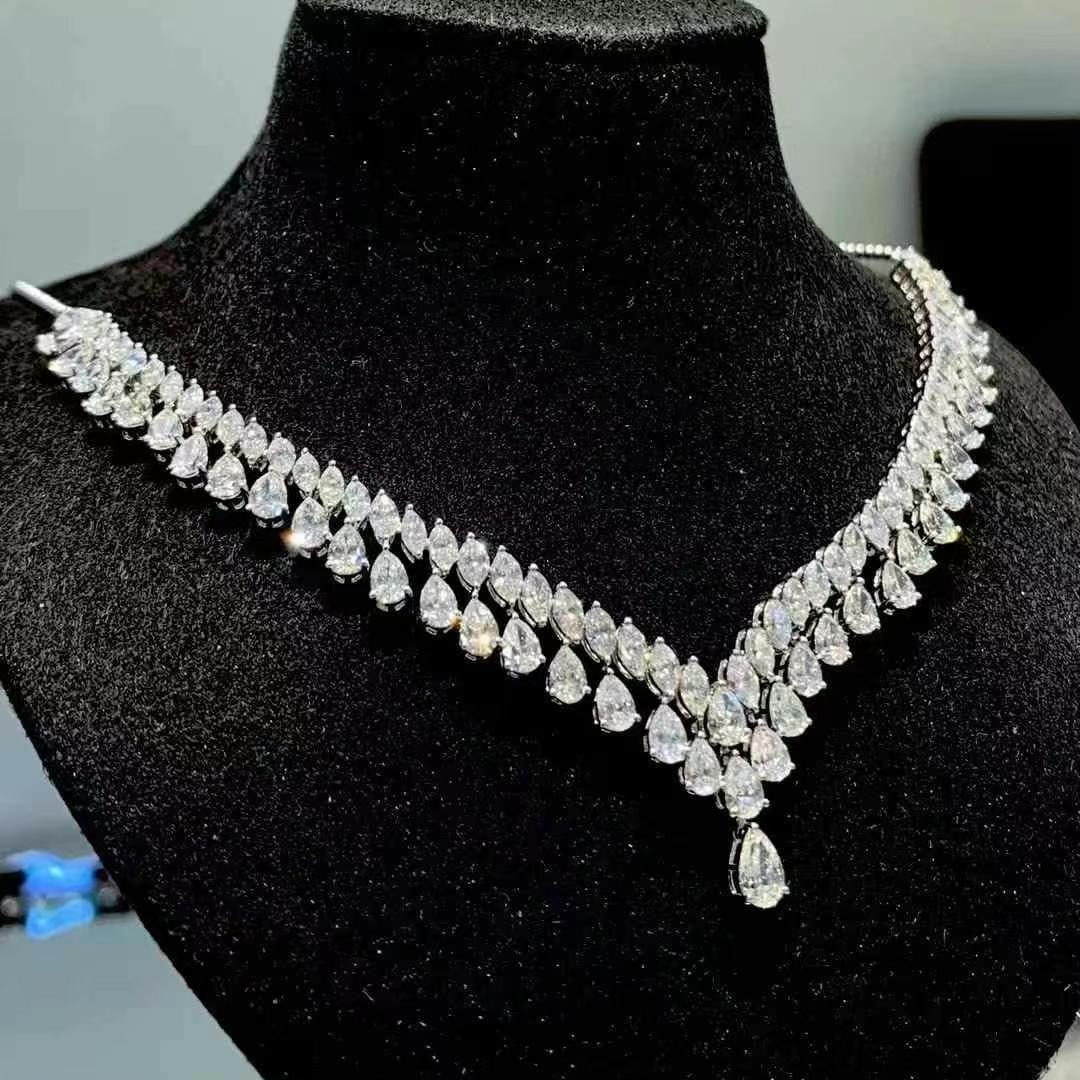14k Gold 9.85 Ct Natural H Diamond Necklace - 4