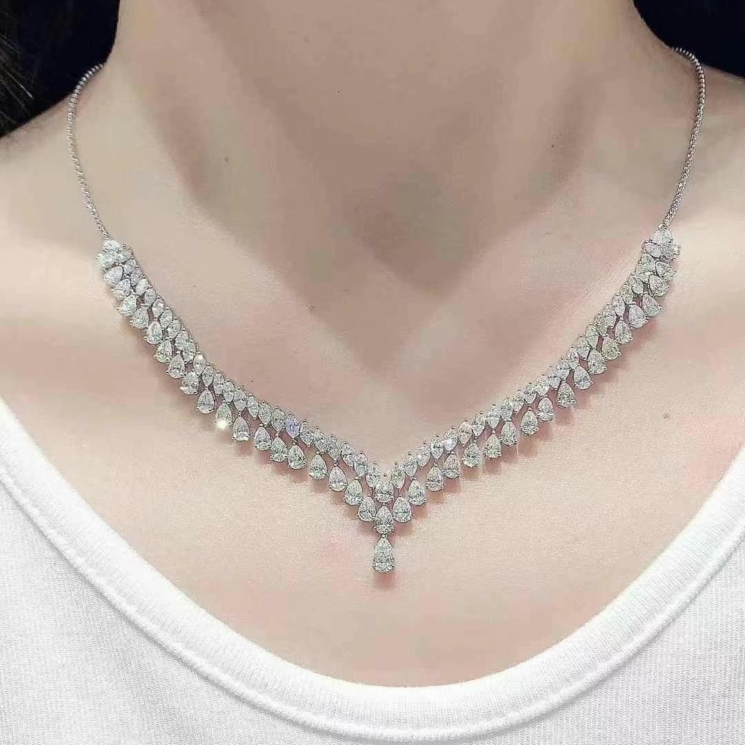 14k Gold 9.85 Ct Natural H Diamond Necklace - 5