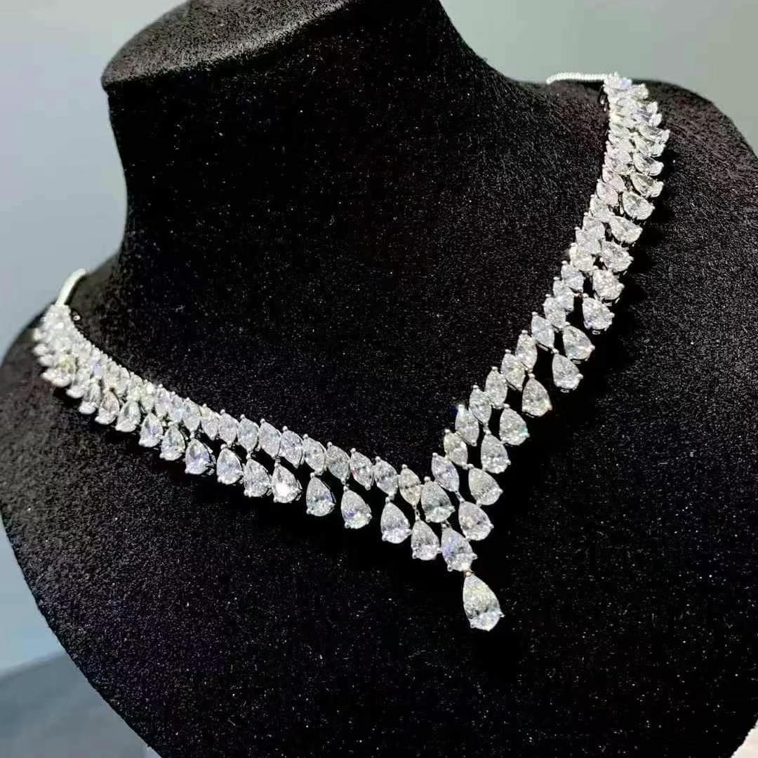 14k Gold 9.85 Ct Natural H Diamond Necklace - 6