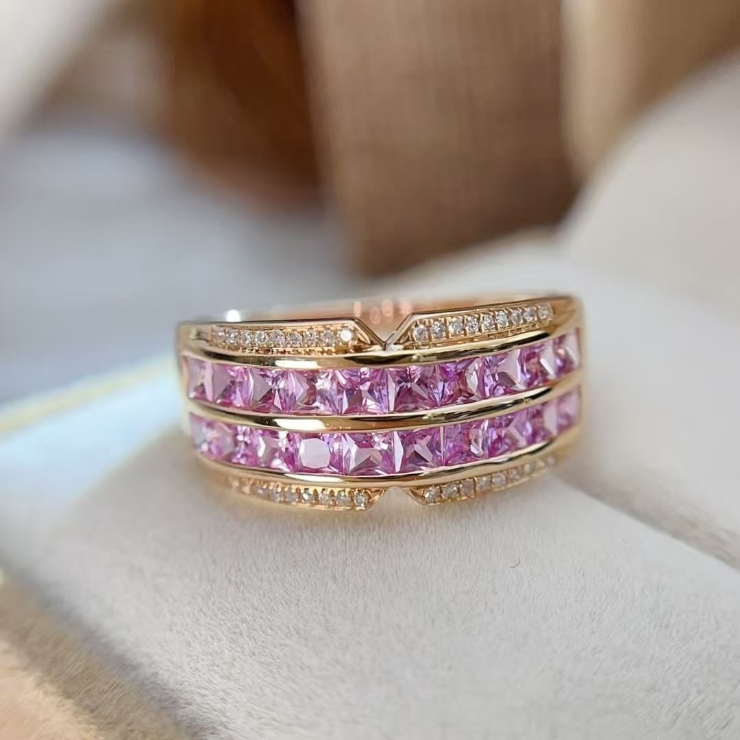 14k Gold 2.44 Ctw Natural Padparadscha Sapphire & Diamond Ring - 3