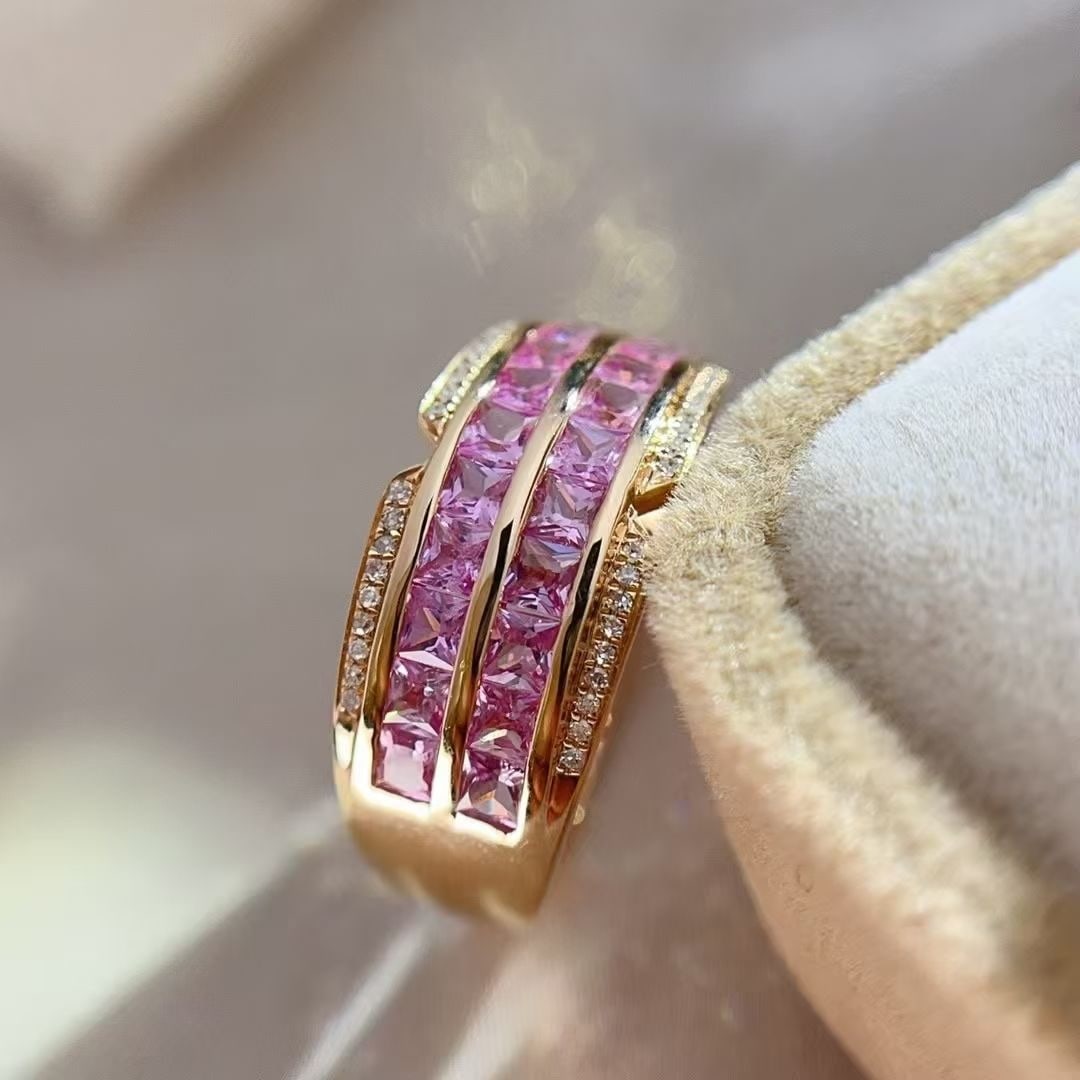 14k Gold 2.44 Ctw Natural Padparadscha Sapphire & Diamond Ring - 4