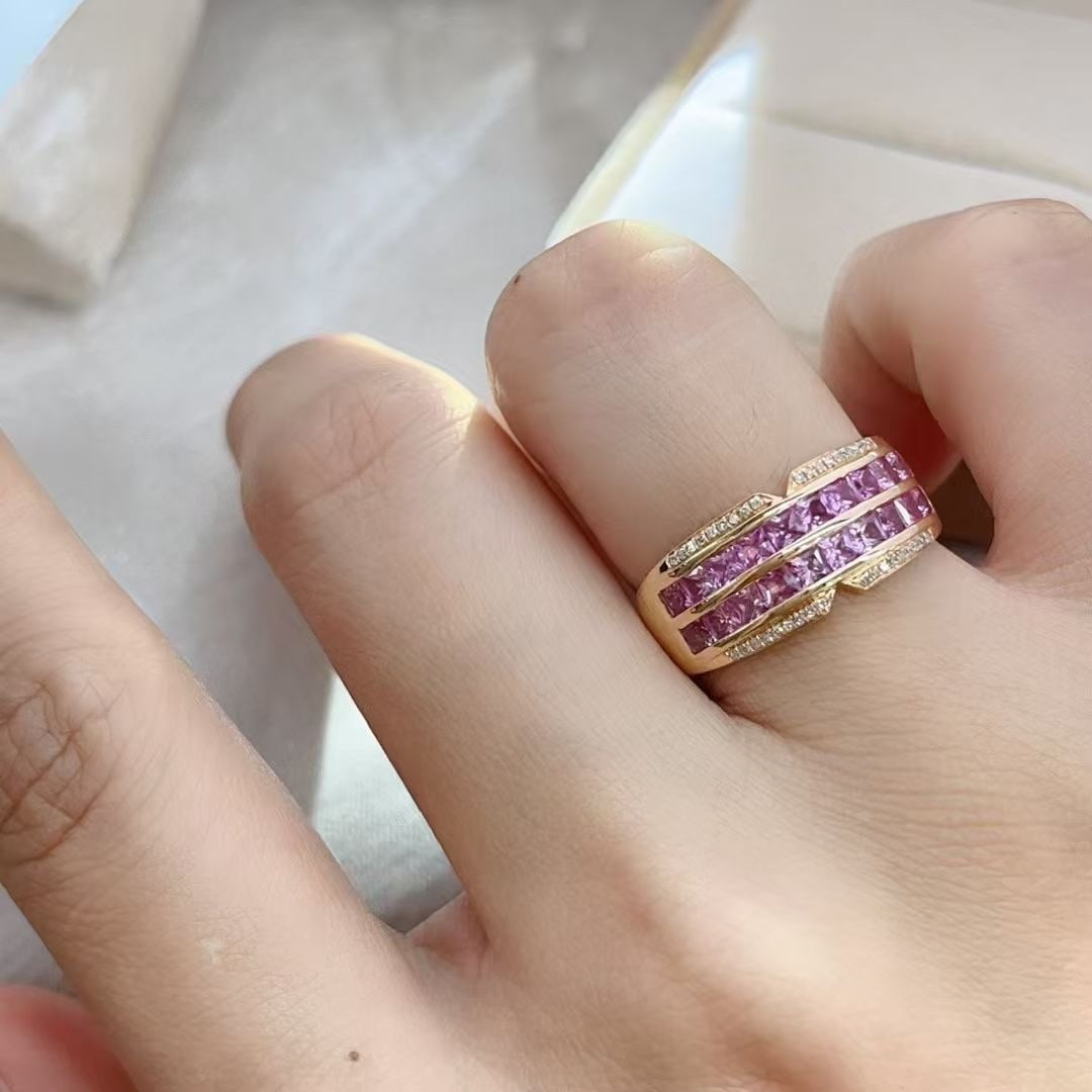 14k Gold 2.44 Ctw Natural Padparadscha Sapphire & Diamond Ring - 5