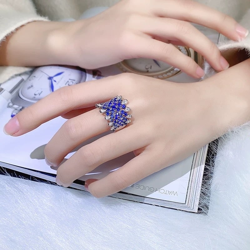 14k Gold 3.10 Ctw Natural Sapphire & Diamond Ring - 2