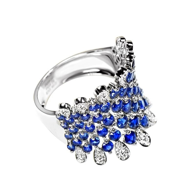 14k Gold 3.10 Ctw Natural Sapphire & Diamond Ring - 4