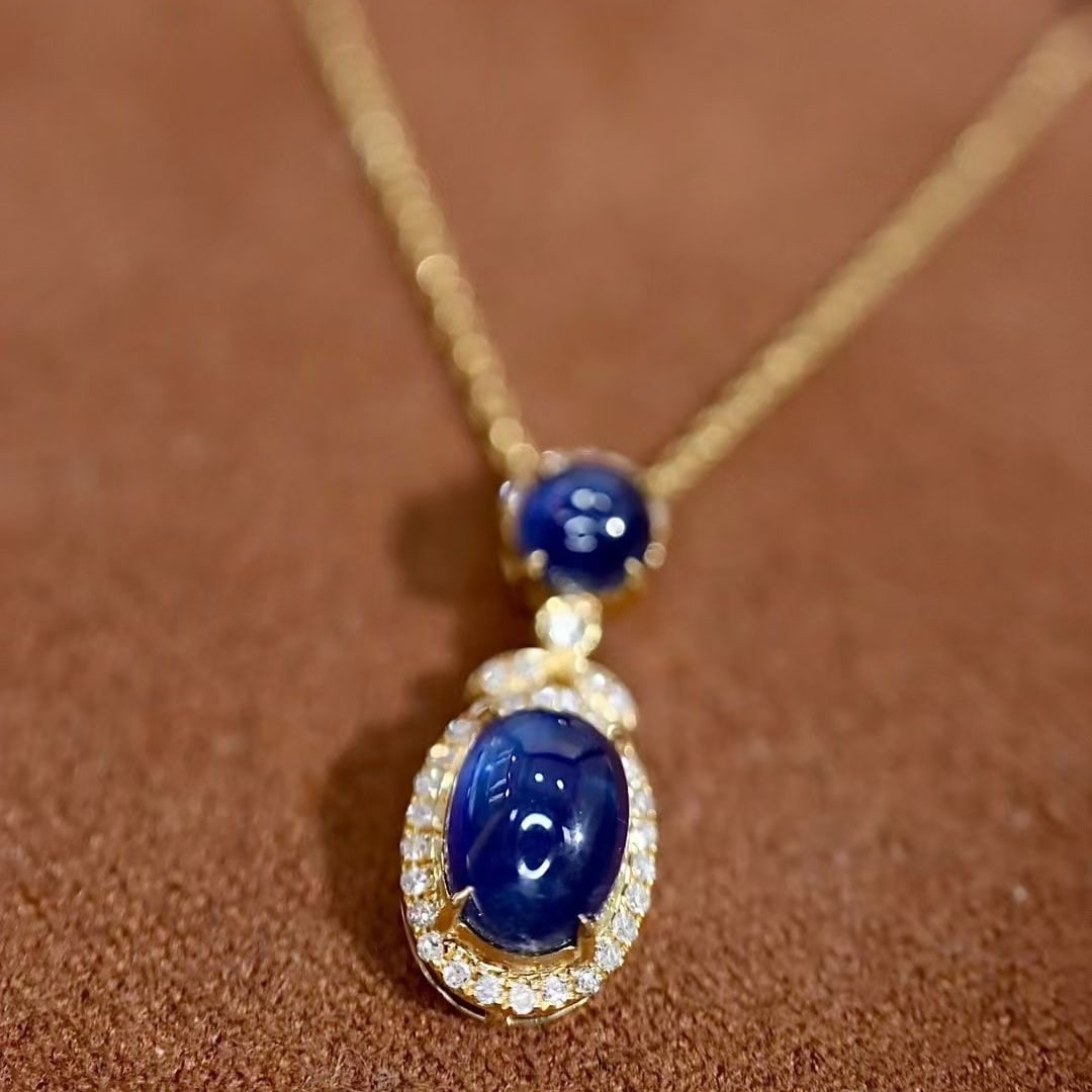 14k Gold 1.96 Ctw Natural Sapphire & Diamond Pendant( Without Chain ) - 5