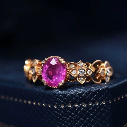 14k Gold 1.10 Ctw Natural Sapphire & Diamond Ring - 2