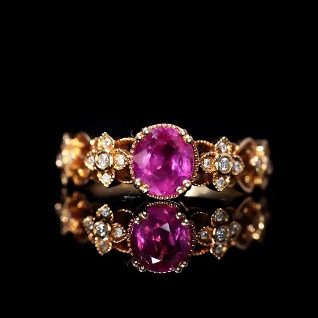 14k Gold 1.10 Ctw Natural Sapphire & Diamond Ring - 3