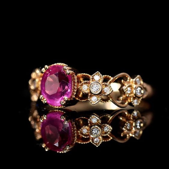14k Gold 1.10 Ctw Natural Sapphire & Diamond Ring - 4