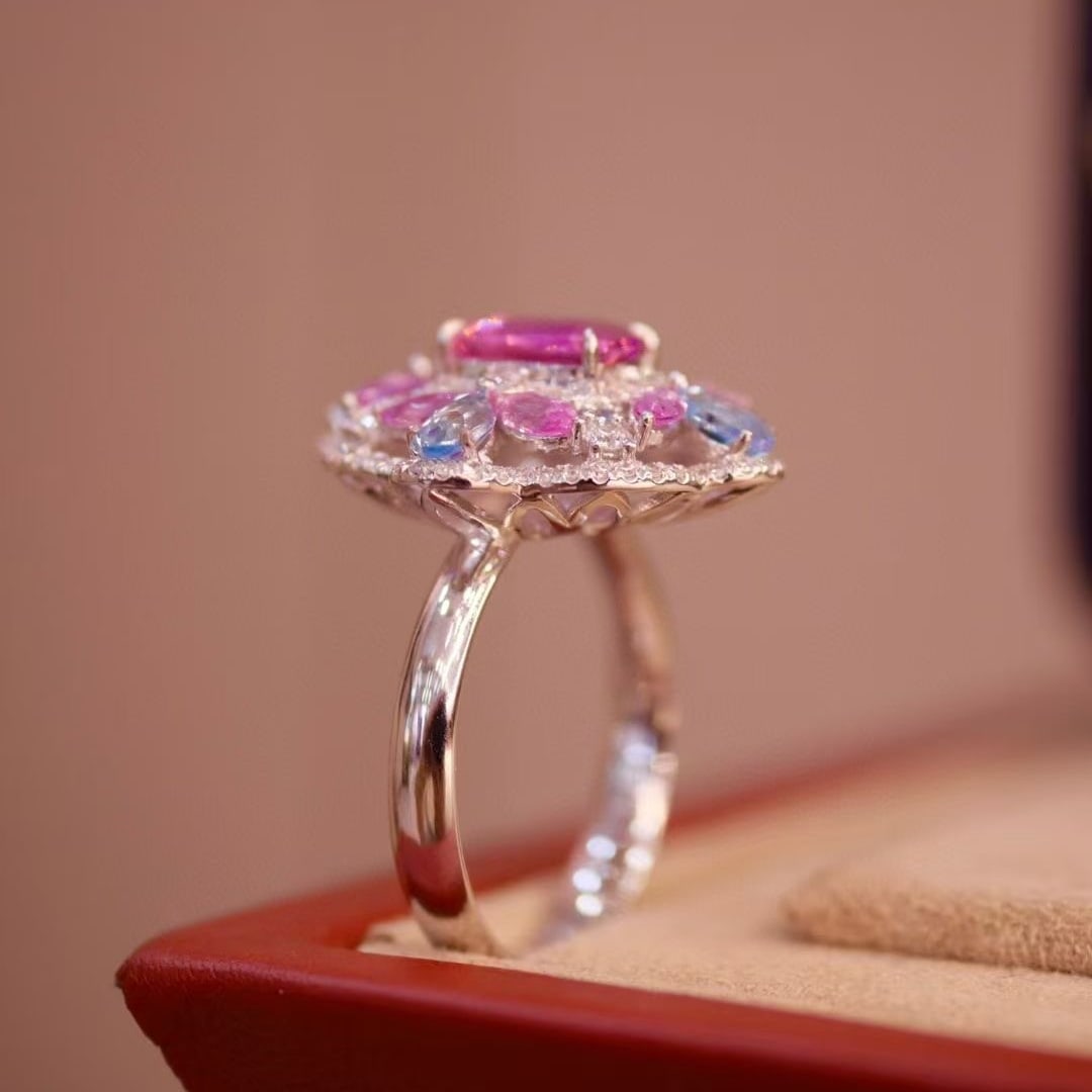 14k Gold 1.38 Ctw Natural Sapphire & Diamond Ring - 4