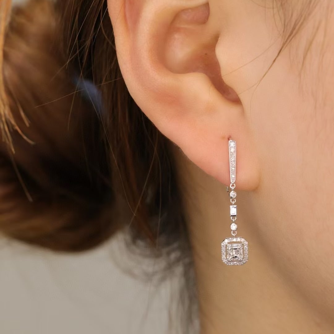 14k Gold 0.55 Ct Natural H Diamond Earrings - 4