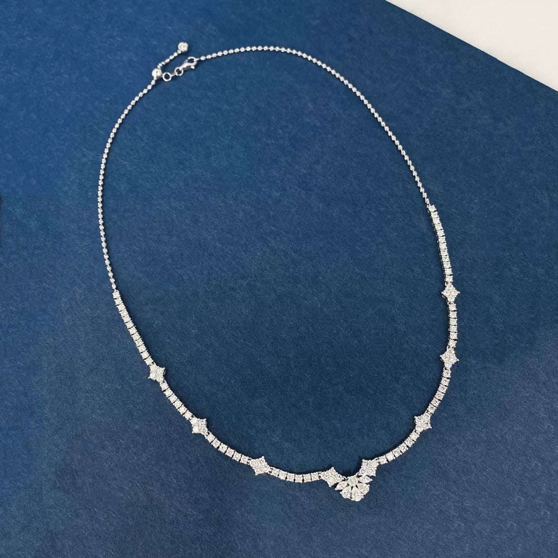 14k Gold 3.81 Ct Natural H Diamond Necklace: Ref:230997030 // gold content:14k gold // main gemstone:diamond // shape:multiply // carat weight:3. 81ct // clarity grade:vs-si // color:h // treatment:natural // Condition: New Low Estimate: 18000