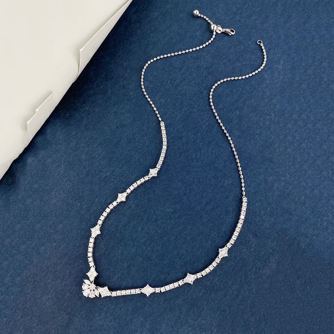 14k Gold 3.81 Ct Natural H Diamond Necklace - 4