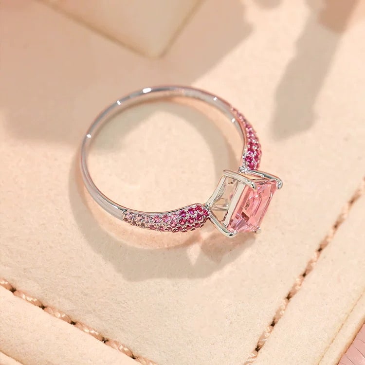 14k Gold 1.00 Ct Natural Morganite & Sapphire Ring - 2