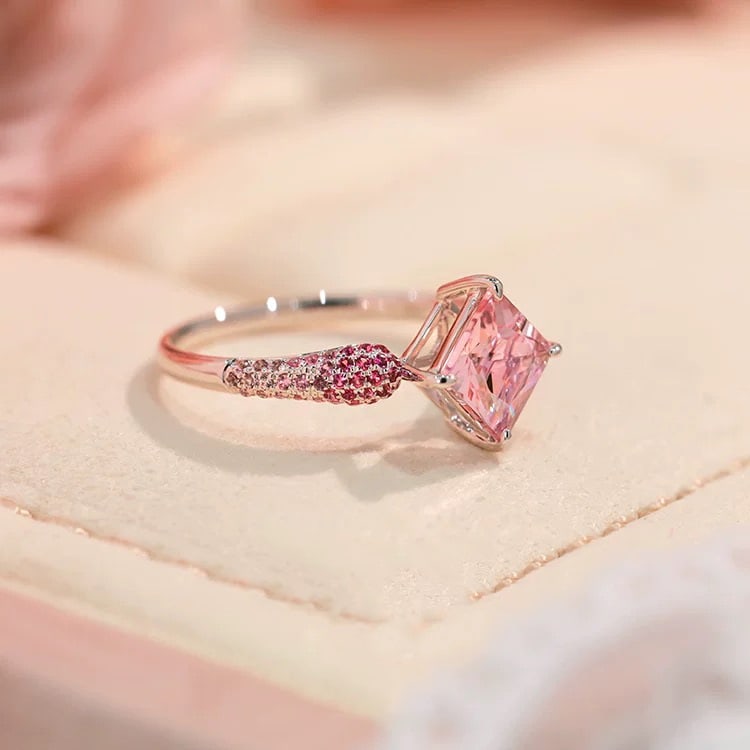14k Gold 1.00 Ct Natural Morganite & Sapphire Ring - 3