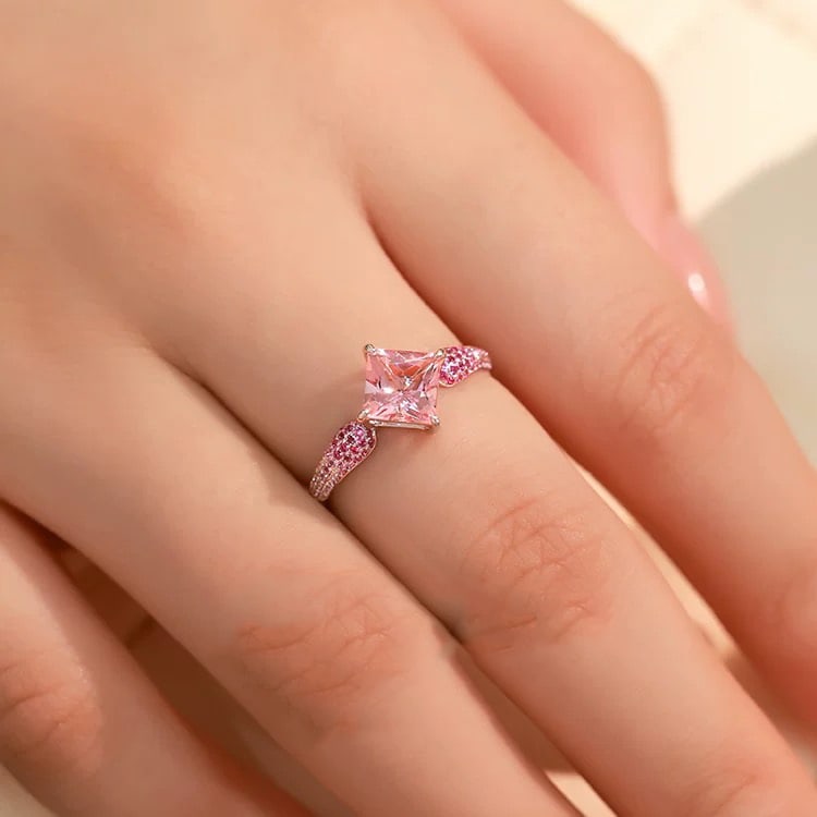 14k Gold 1.00 Ct Natural Morganite & Sapphire Ring - 4