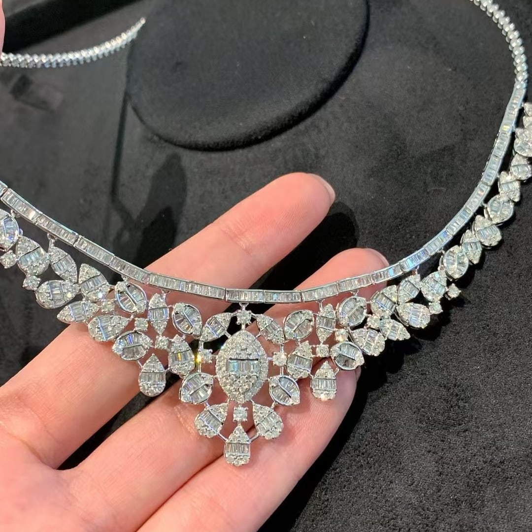 14k Gold 7.3 Ct Natural H Diamond Necklace - 4