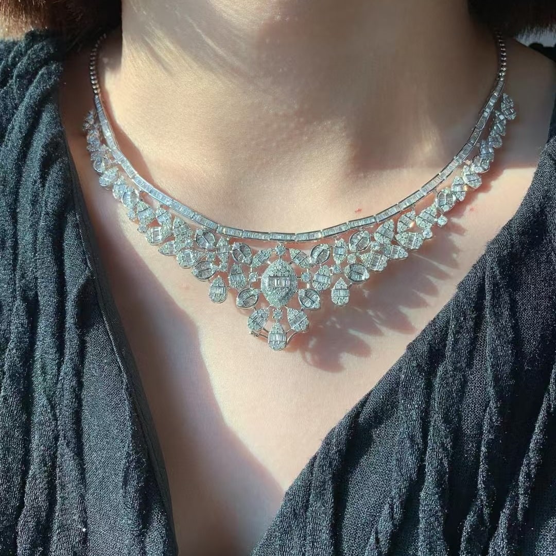 14k Gold 7.3 Ct Natural H Diamond Necklace - 5