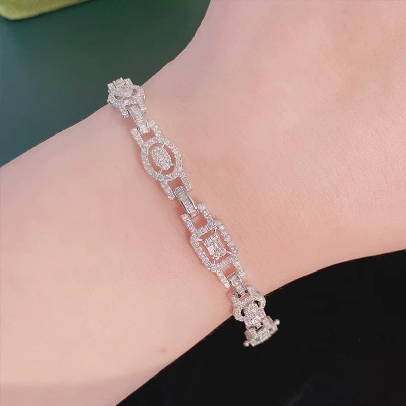 14k Gold 3 Ct Natural H Diamond Bracelet - 4