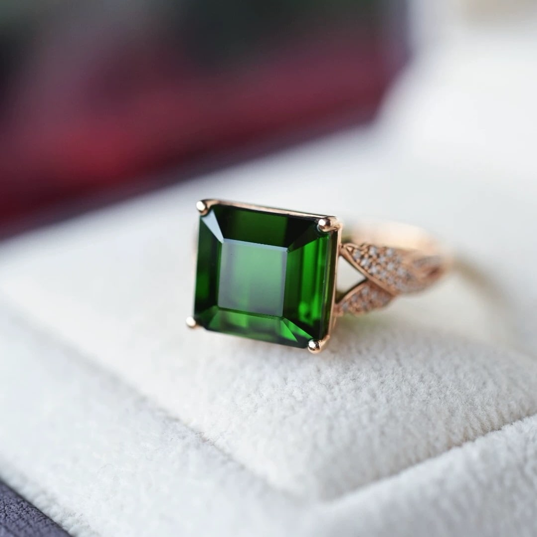 14k Gold 6.50 Ct Natural Tourmaline & Diamond Ring - 2