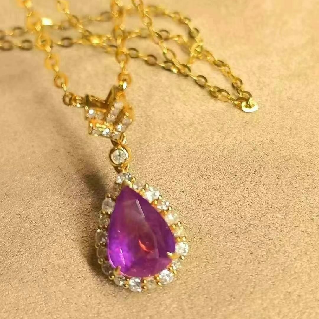 14k Gold 1.90 Ctw Natural Sapphire & Diamond Necklace - 2