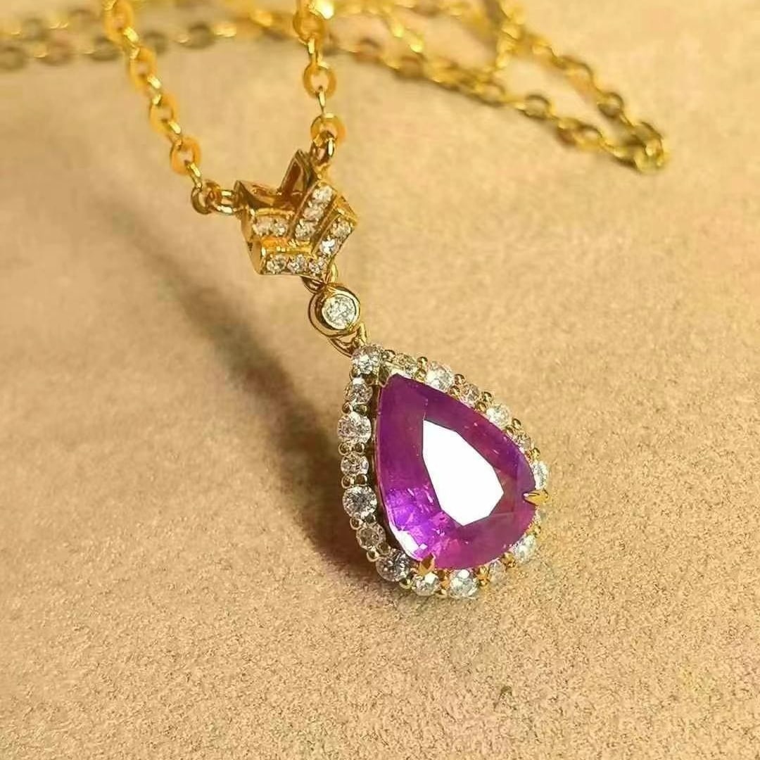 14k Gold 1.90 Ctw Natural Sapphire & Diamond Necklace - 5