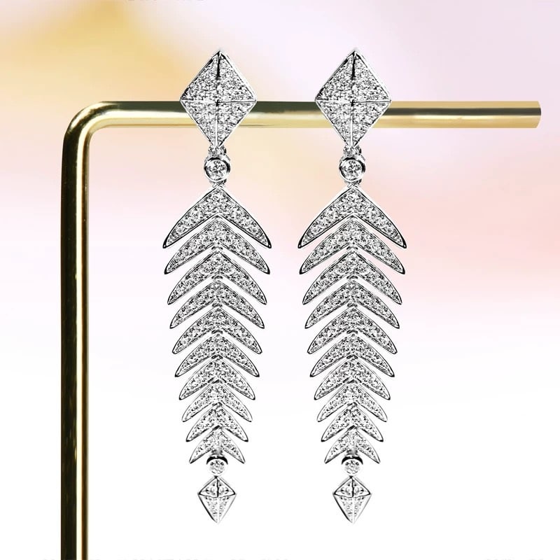 14k Gold 1.11 Ct Natural H Diamond Earrings - 4