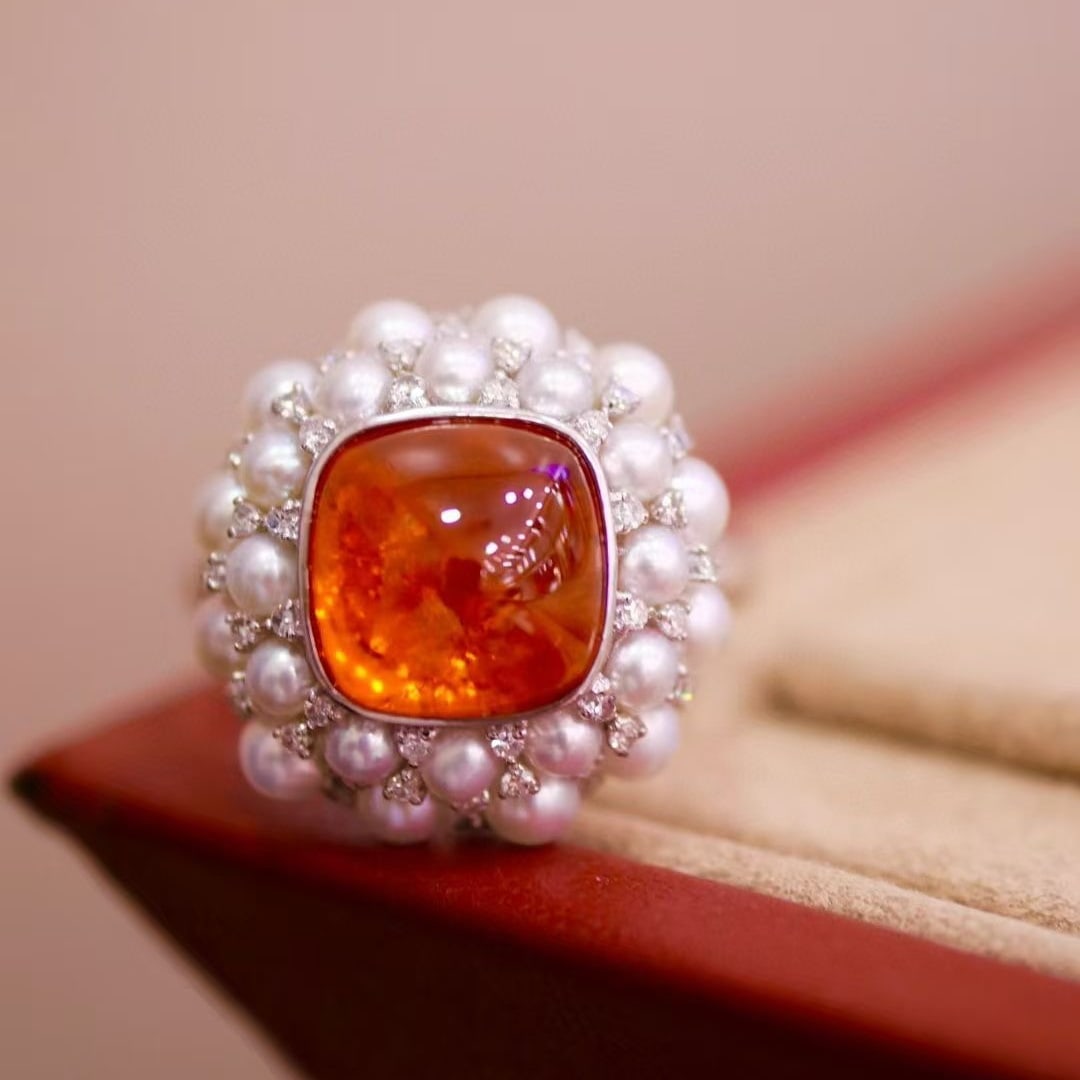 14k Gold 4.96 Ctw Natural Spessartine & Diamond Ring - 5