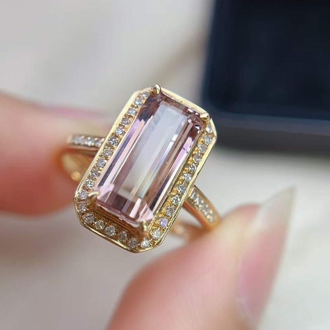 14k Gold 3.8 Ct Natural Tourmaline & Diamond Ring - 2