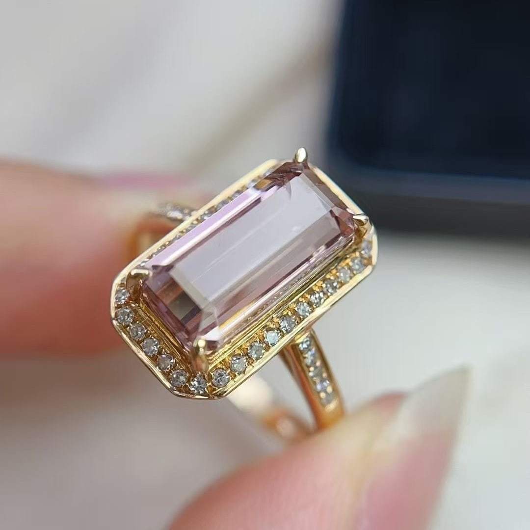 14k Gold 3.8 Ct Natural Tourmaline & Diamond Ring - 3