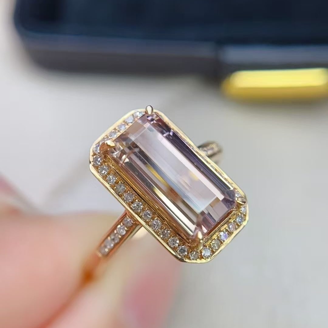 14k Gold 3.8 Ct Natural Tourmaline & Diamond Ring - 4