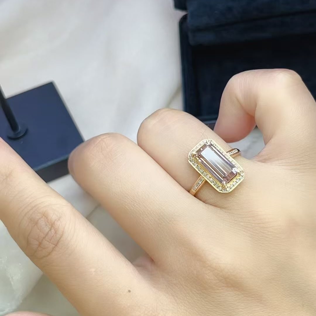 14k Gold 3.8 Ct Natural Tourmaline & Diamond Ring - 5