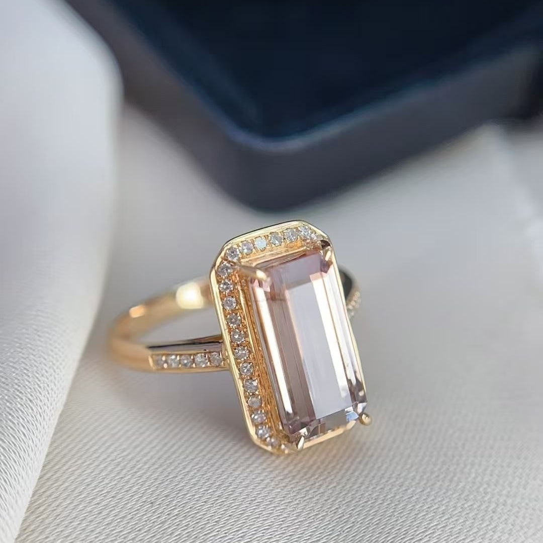 14k Gold 3.8 Ct Natural Tourmaline & Diamond Ring - 6