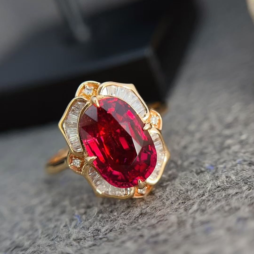 14k Gold 3.1 Ct Natural Tourmaline & Diamond Ring - 2