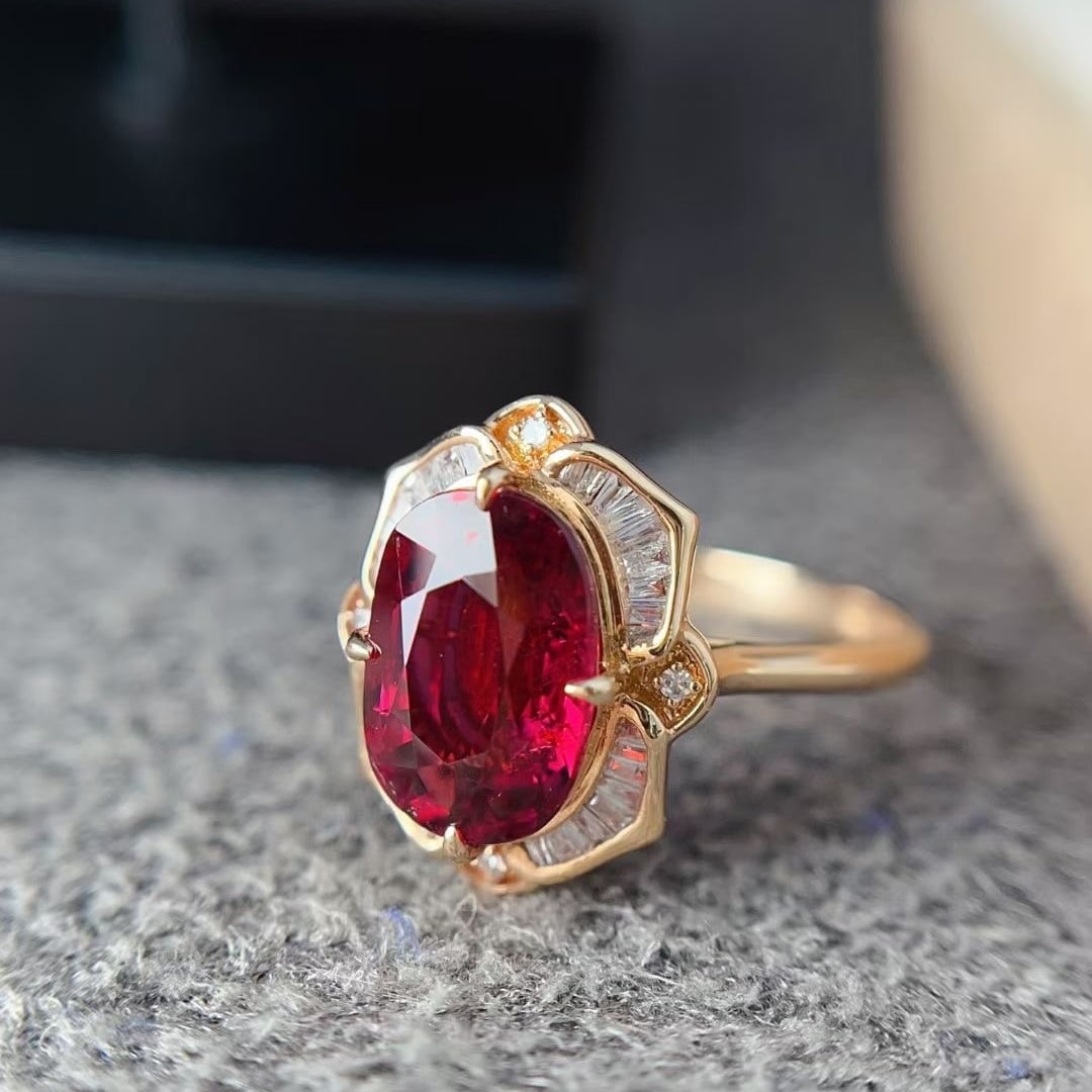 14k Gold 3.1 Ct Natural Tourmaline & Diamond Ring - 3