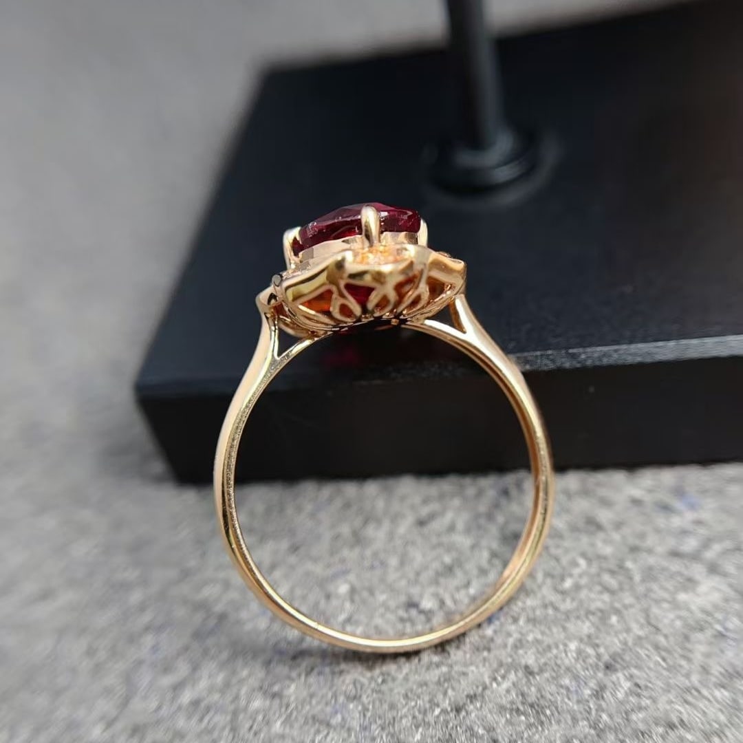 14k Gold 3.1 Ct Natural Tourmaline & Diamond Ring - 5