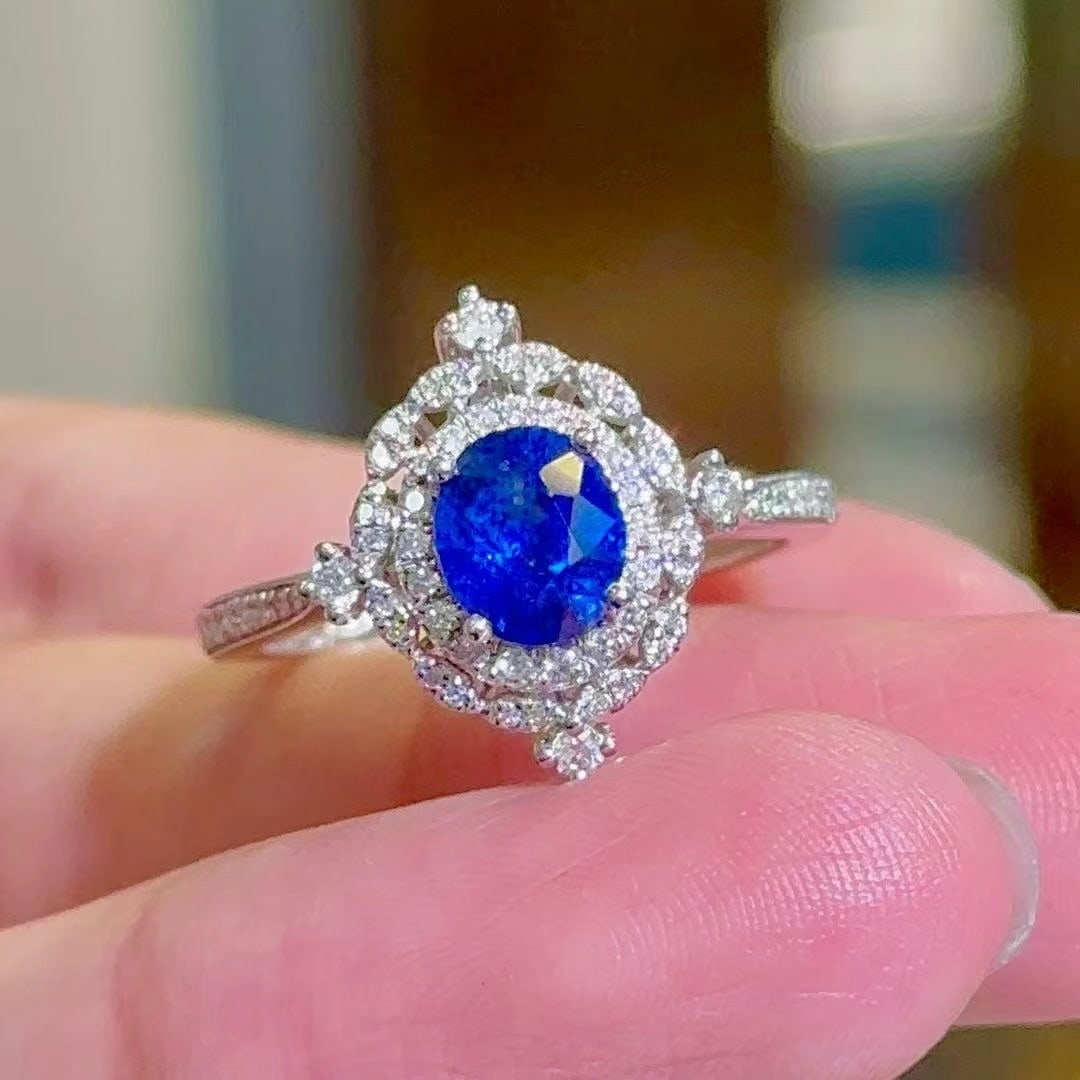 14k Gold 1.43 Ctw Natural Sapphire & Diamond Ring - 2