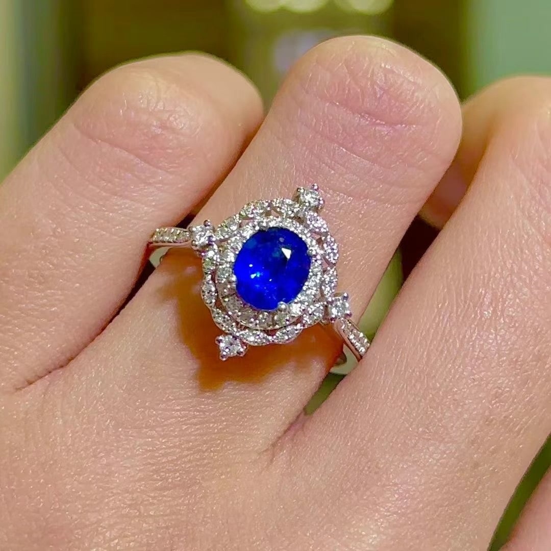 14k Gold 1.43 Ctw Natural Sapphire & Diamond Ring - 3
