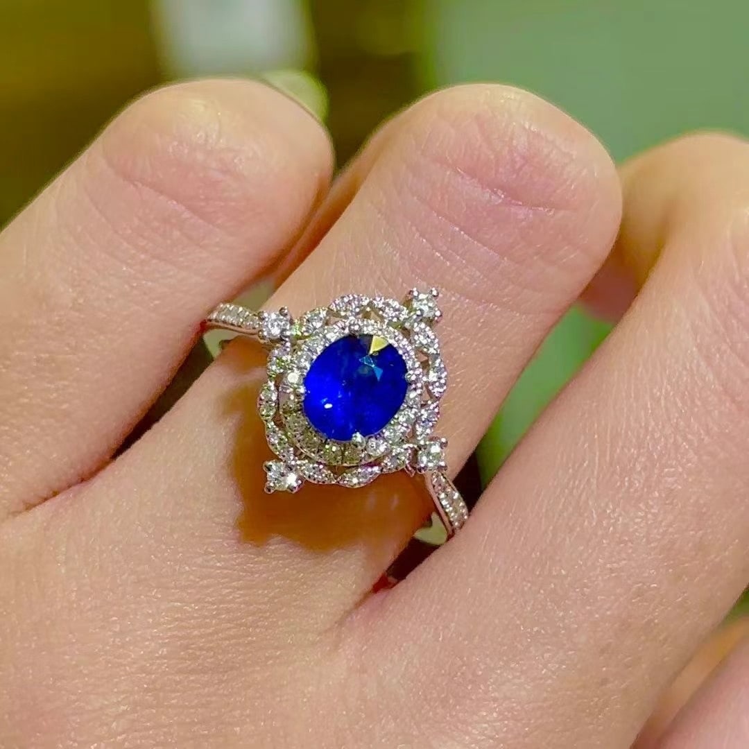 14k Gold 1.43 Ctw Natural Sapphire & Diamond Ring - 4