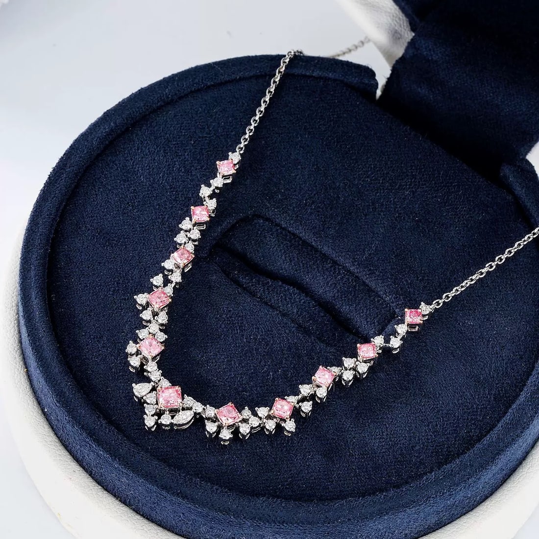 14k Gold 2.05 Ctw Natural Pink Diamond & Diamond Necklace - 3