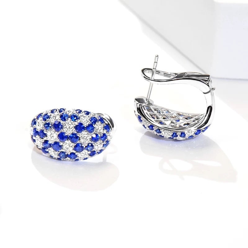 14k Gold 3.00 Ctw Natural Sapphire & Diamond Earrings - 3