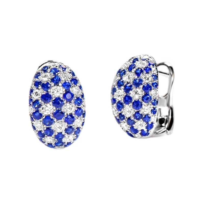 14k Gold 3.00 Ctw Natural Sapphire & Diamond Earrings - 5