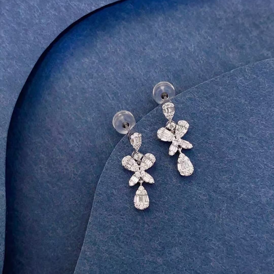 14k Gold 0.45 Ct Natural H Diamond Earrings - 2