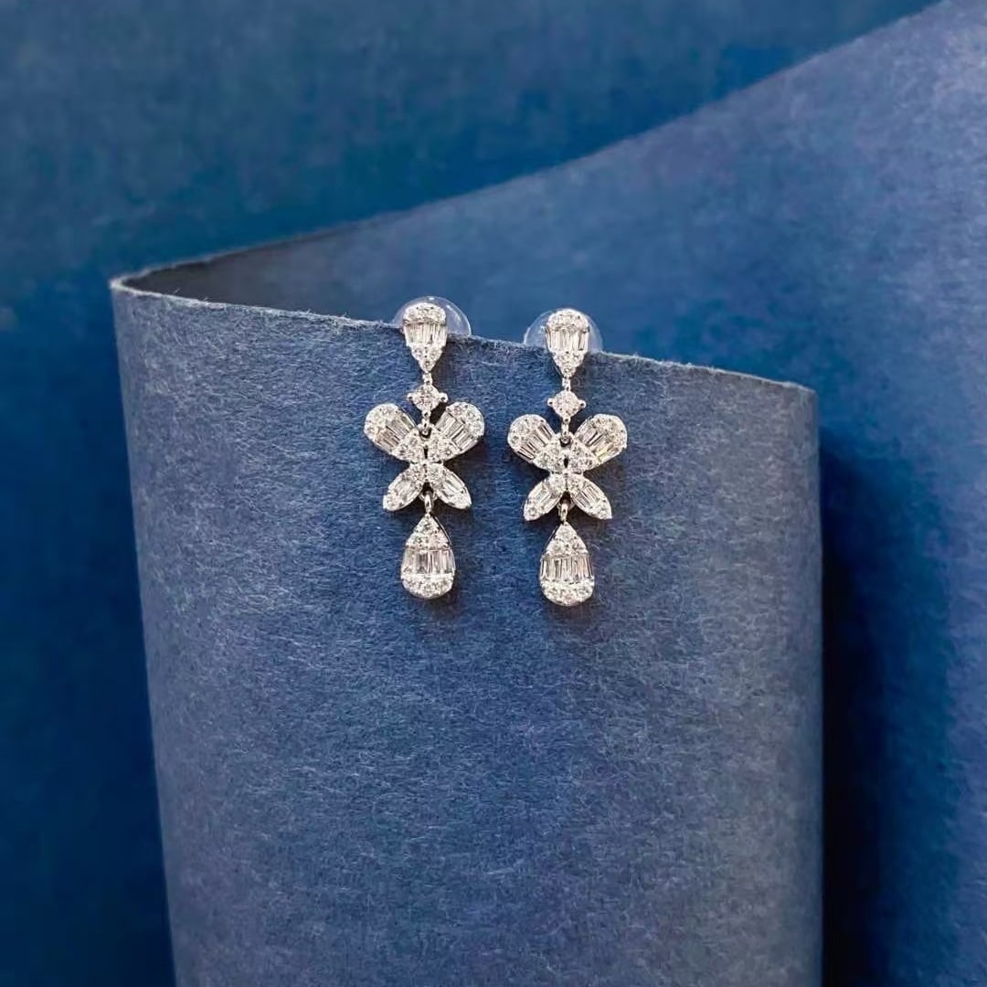 14k Gold 0.45 Ct Natural H Diamond Earrings - 4