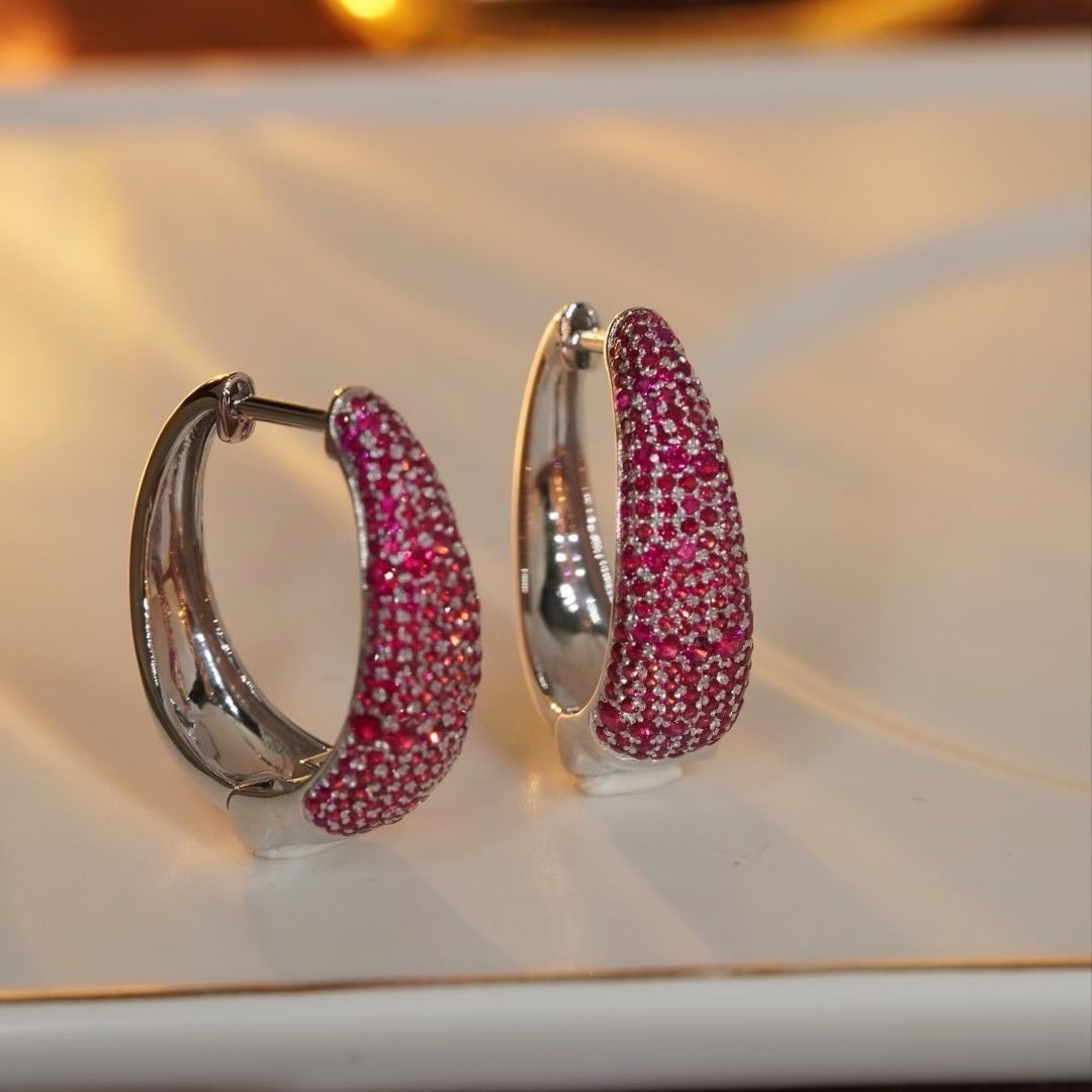 14k Gold 2.0 Ct Natural Ruby Earrings - 2
