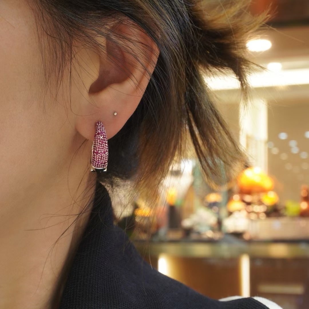 14k Gold 2.0 Ct Natural Ruby Earrings - 5