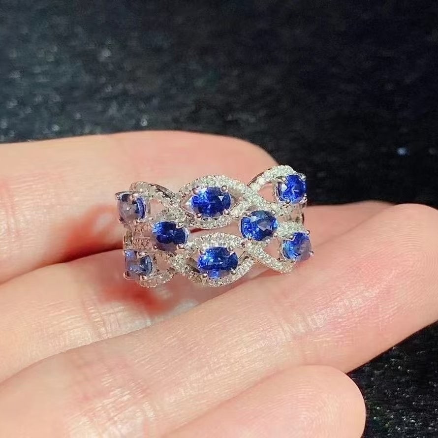 14k Gold 2.64 Ctw Natural Sapphire & Diamond Ring - 2