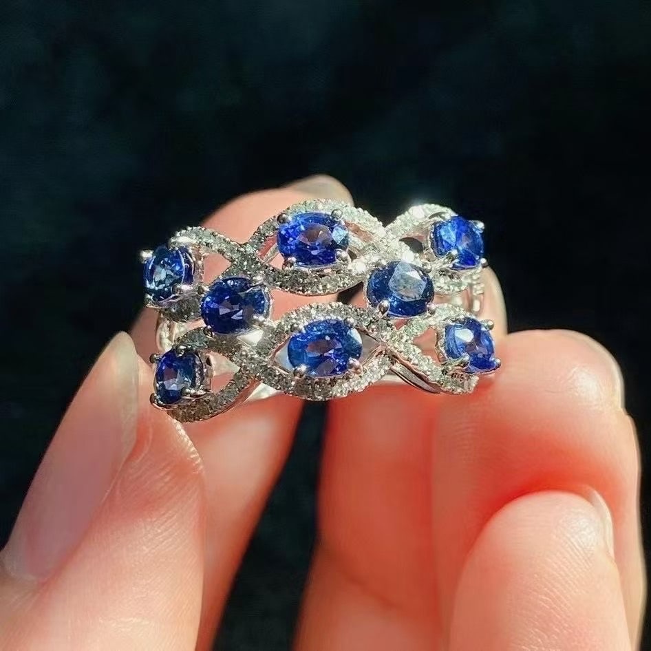14k Gold 2.64 Ctw Natural Sapphire & Diamond Ring - 3